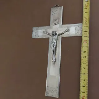 Crucifijo antiguo plata maciza sXVIII 20cm sellos