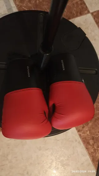 Saco de boxeo y guantes