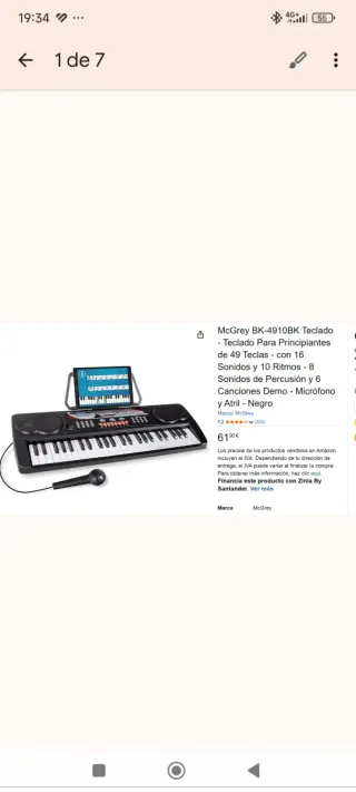 Teclado McGrey BK-4910BK 49 Teclas