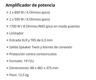 Etapa de Potencia Behringer KM1700 Negra
