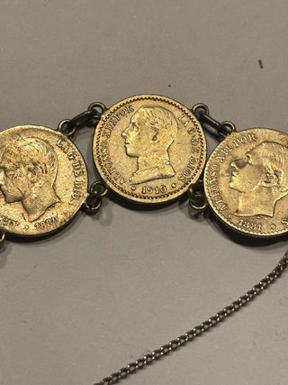 Pulsera antigua monedas Alfonso XII y XIII