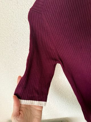 Jersey manga 3/4 burdeos botones