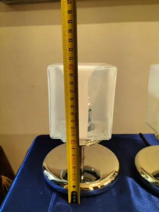 Coppia Lampade Vintage Vetro e Metallo