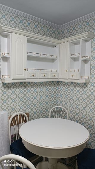 Estantería Cocina Esquinera Blanca y Dorada