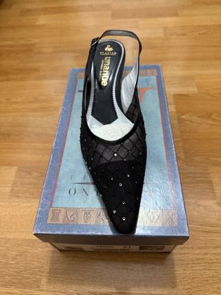 Zapatos Unanue Talla 41 Negro Malla Brillante