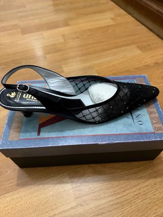 Zapatos Unanue Talla 41 Negro Malla Brillante