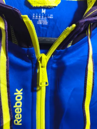 Reebok Blue Neon Colorblock Full Zip Hoodie Jacket