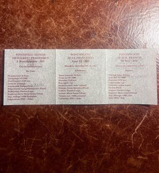 Moneda Oro 3 gr. Papa Francis 10€  2015