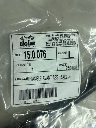 Triángulo Suspensión Delantero Ligier