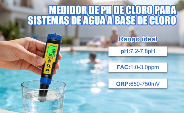 Ueomul Medidor Piscina 7en1 pH Cloro ORP Temp