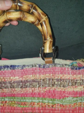 Bolso rafia bambú multicolor