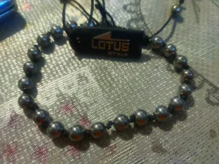 Pulsera Lotus Style Bolas Negras y Plateadas