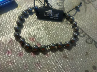 Pulsera Lotus Style Bolas Negras y Plateadas