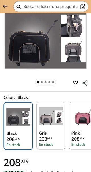 Transportín ruedas y asa para perro/gato 15kg max.