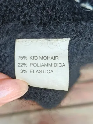 Jersey vintage de lana mohair flores bordadas