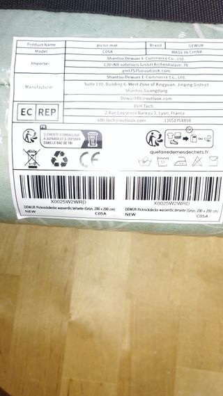 Manta picnic 200x200 cm