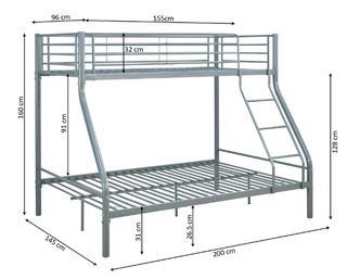 Litera Matrimonial Metal Gris