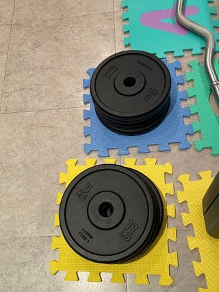 Pack Gimnasio Banco Pesas Mancuernas Barra