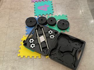 Pack Gimnasio Banco Pesas Mancuernas Barra