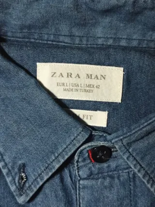 Camisa Zara azul manga corta