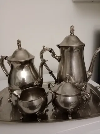 Juego de café metal plateado