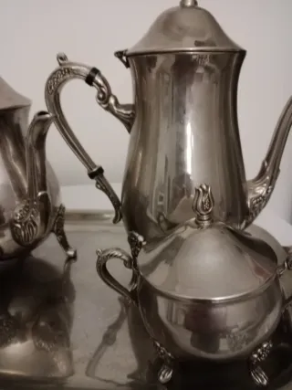 Juego de café metal plateado