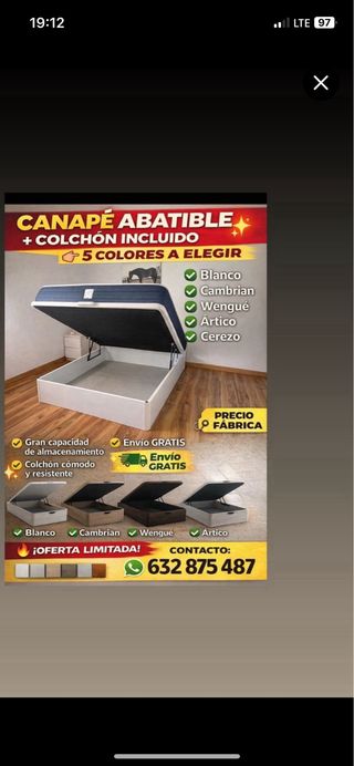 OFERTON cama colchon y canape SIN IVA