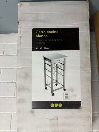 Carro Cocina Blanco con Botellero