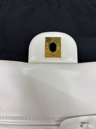 Borsa Chanel Trapuntata Pelle Bianca Catena Oro