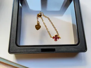 Anillo cadena flor rosa ajustable S925