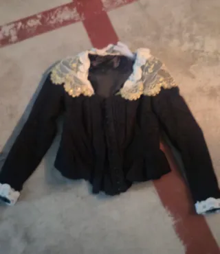 Corpiño Fallera Manga Larga Negro Dorado