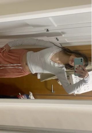 Top gris encaje nuevo