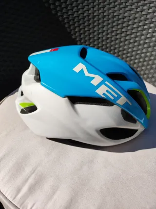 Casco Met Ciclismo Azul y Blanco M 103