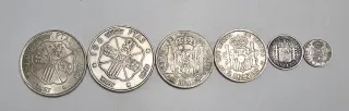 Lote de 6 monedas, España, plata.