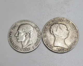 Lote de 6 monedas, España, plata.