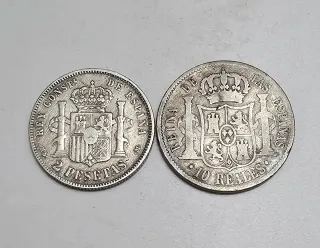 Lote de 6 monedas, España, plata.