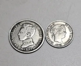 Lote de 6 monedas, España, plata.