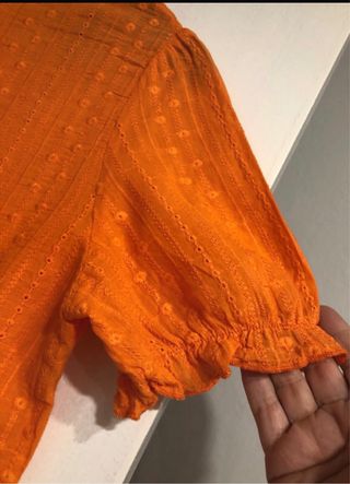Blusa naranja manga corta talla L