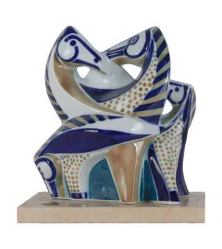 Figura Sargadelos Caballos Azul y Dorado