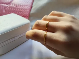 Anillo cadena placa oro plata bañada