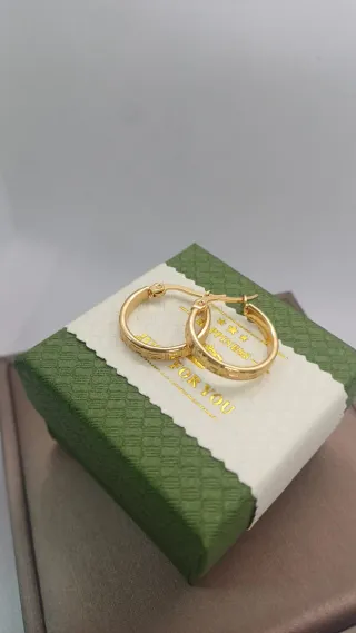 Pendientes Aro Chapado Oro 18k Diseño Griego