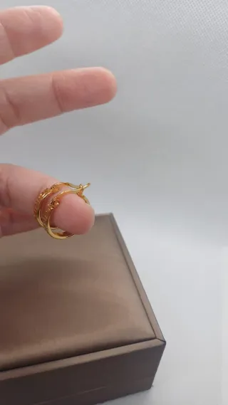 Pendientes Aro Chapado Oro 18k Diseño Griego