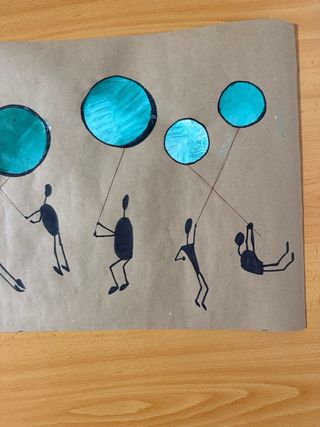 Lámina relieve monigotes azules 60x34