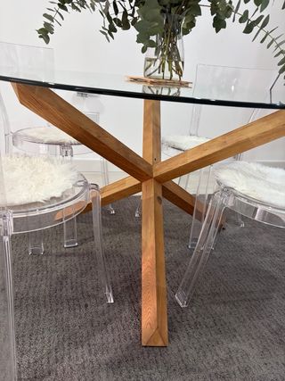 Mesa Redonda Cristal y Madera