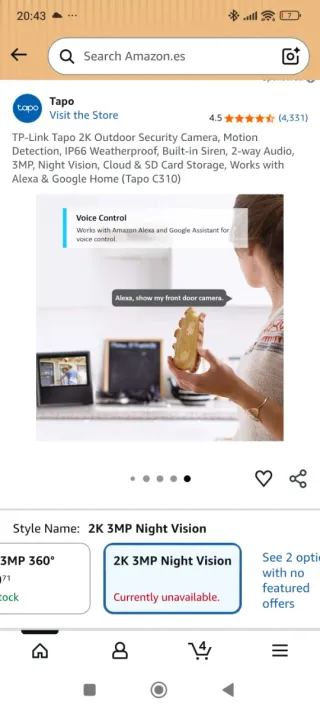 OFERTA fial 33€ Cámara Seguridad Ext Tapo C310Wi-