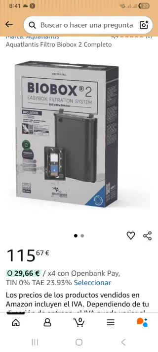 Filtro externo BioBox 2 Tecatlantis