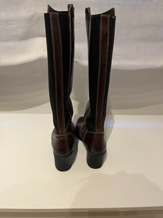 Botas altas piel tacón marrón