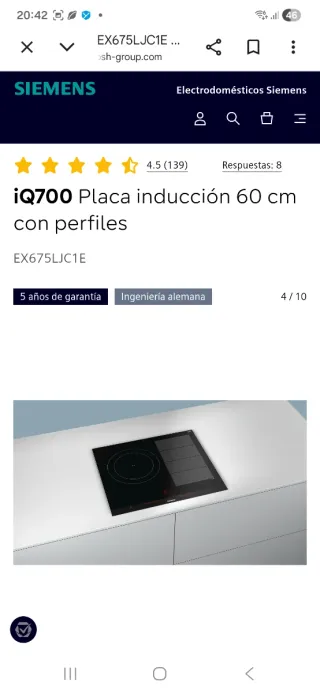 Placa Inducción Siemens IQ700 60cm