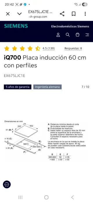 Placa Inducción Siemens IQ700 60cm