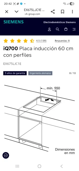 Placa Inducción Siemens IQ700 60cm